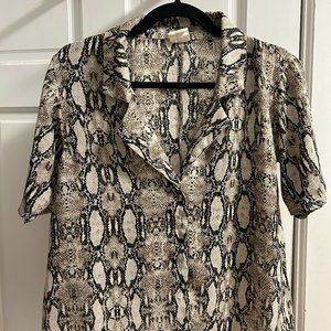 Button Down Snake Pattern Blouse